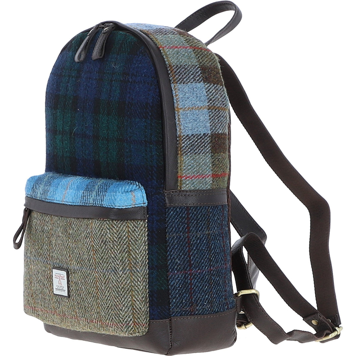 Leather & Harris Tweed Patchwork Backpack – Brown / Mix, view 2