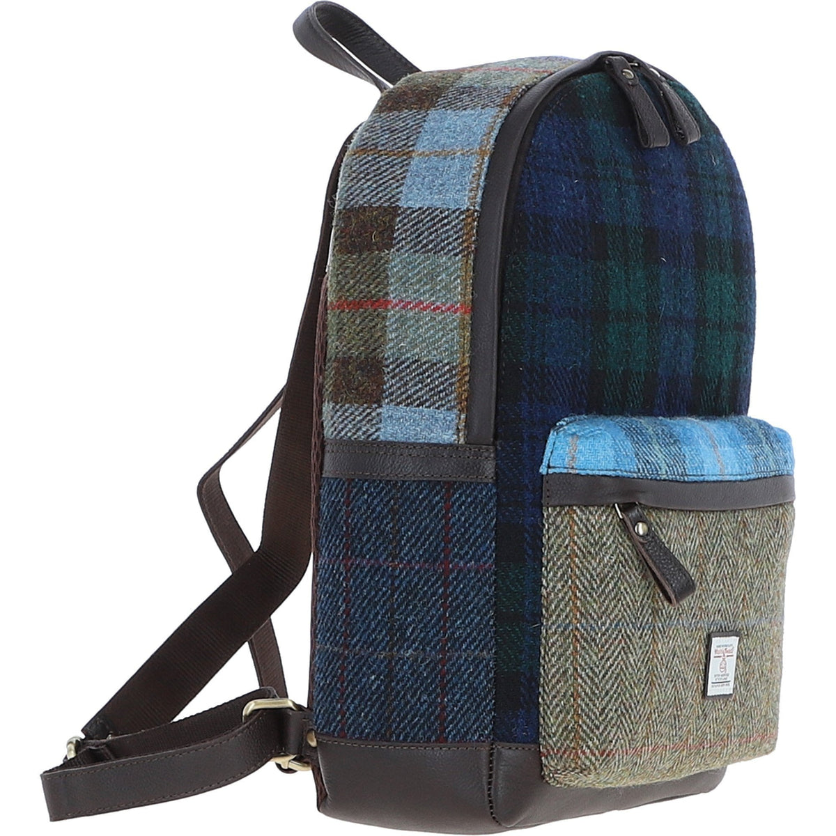 Leather & Harris Tweed Patchwork Backpack – Brown / Mix, view 4