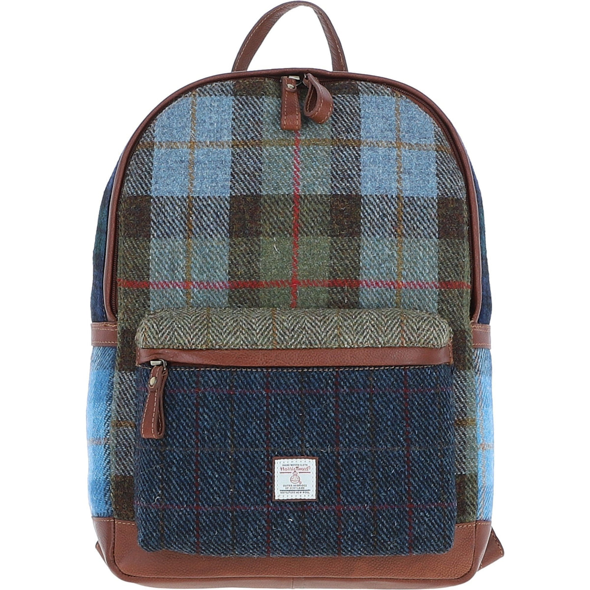 Leather & Harris Tweed Patchwork Backpack – Tan / Mix, view 1