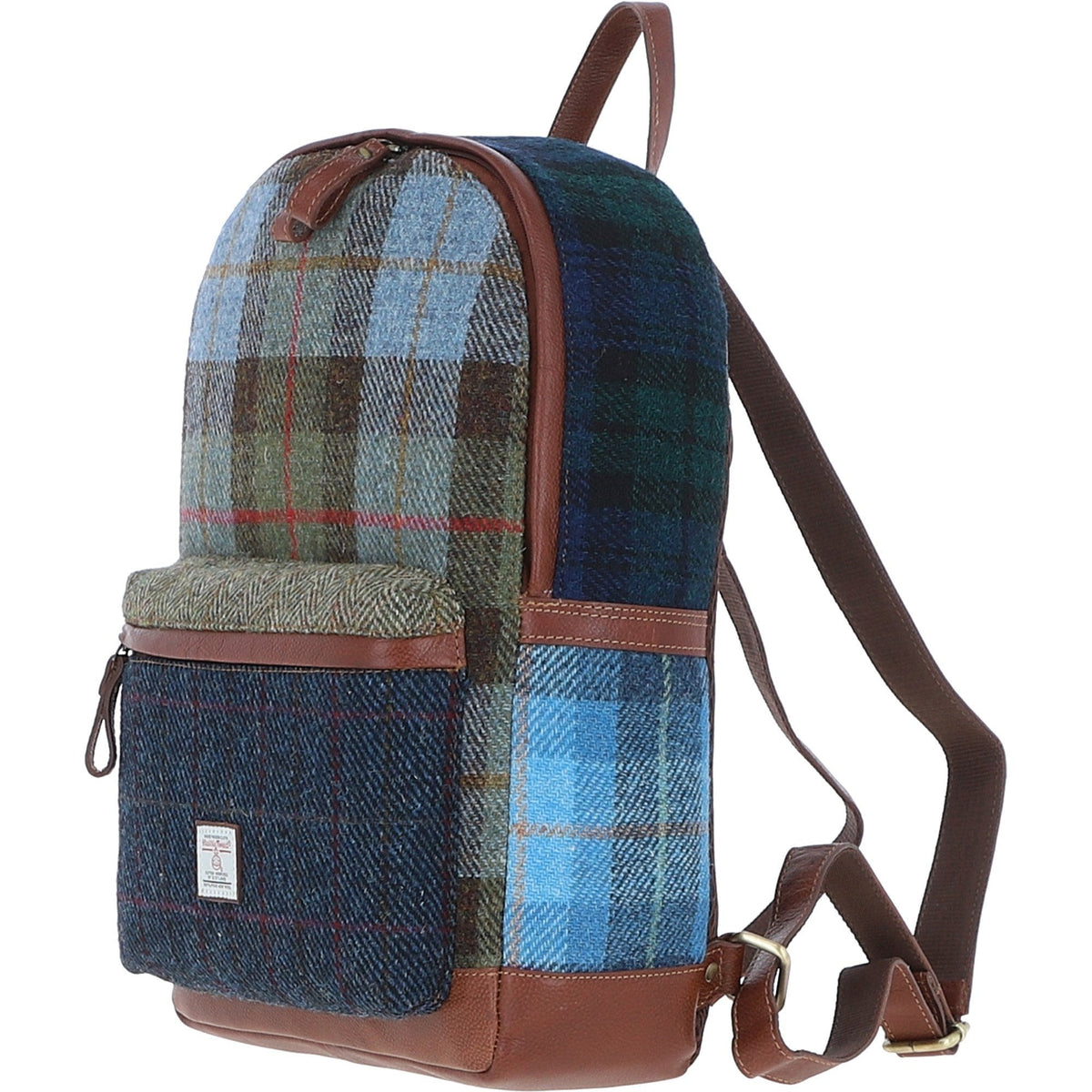 Leather & Harris Tweed Patchwork Backpack – Tan / Mix, view 2