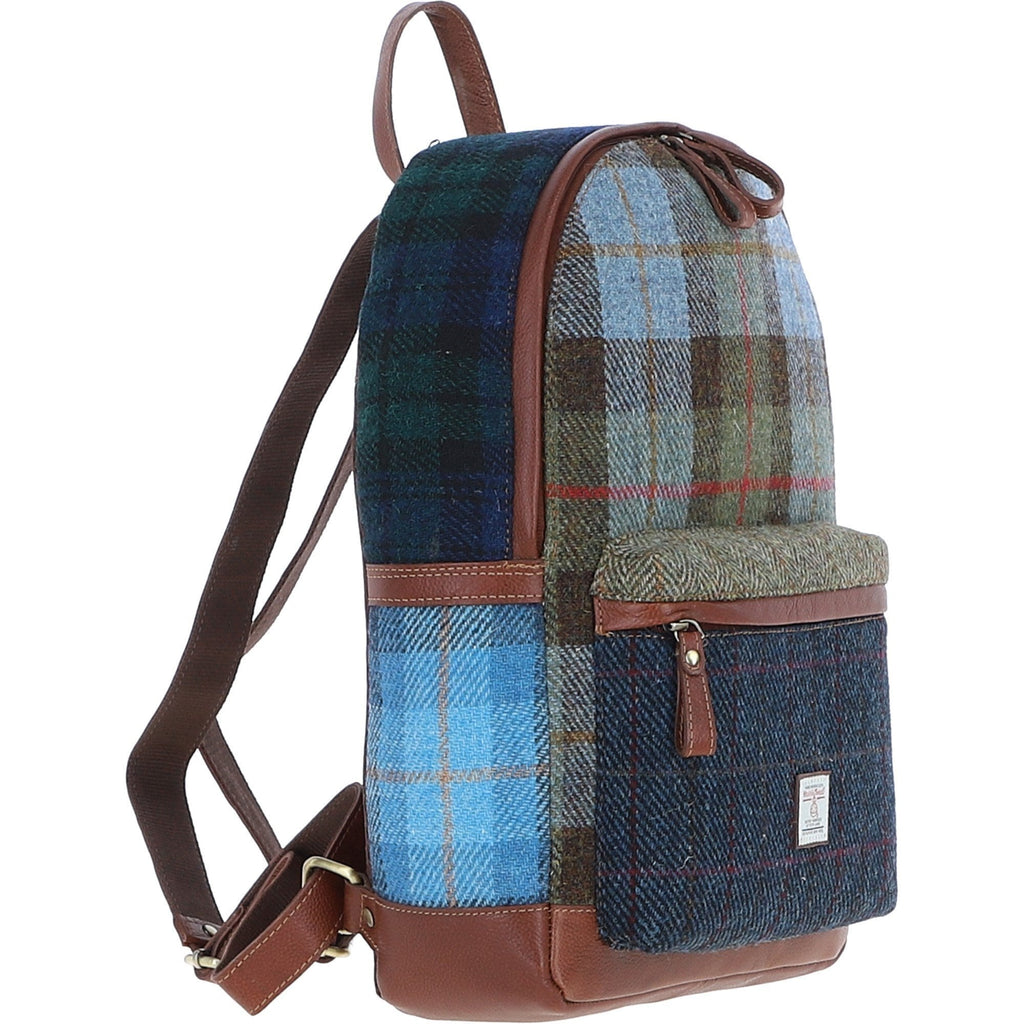 Leather & Harris Tweed Patchwork Backpack – Tan / Mix, view 4