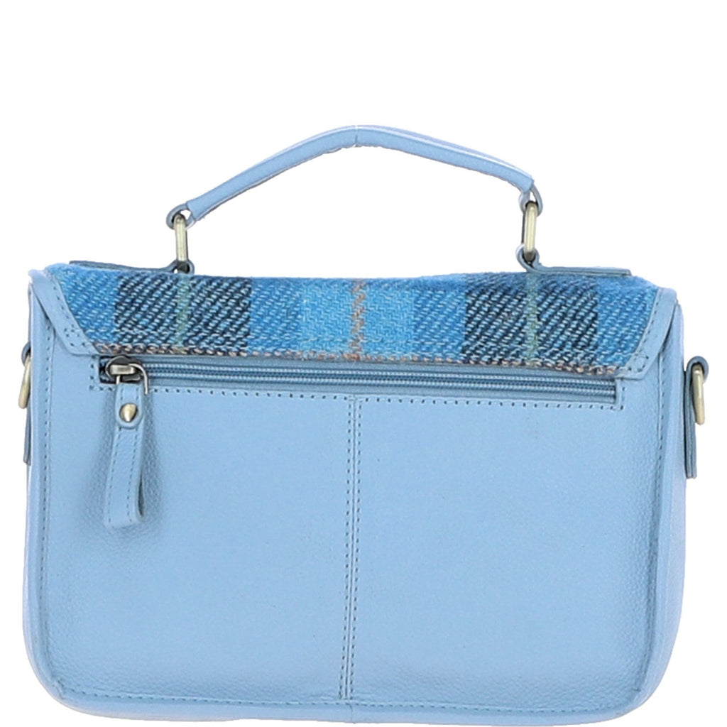 Leather & Harris Tweed Medium Magnetic Satchel – Baby-blue / Blue, view 3