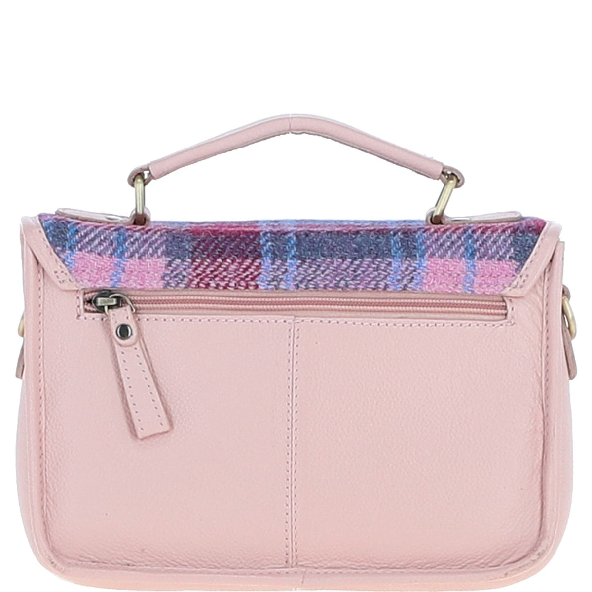 Leather & Harris Tweed Medium Magnetic Satchel – Baby-pink / Pink, view 4
