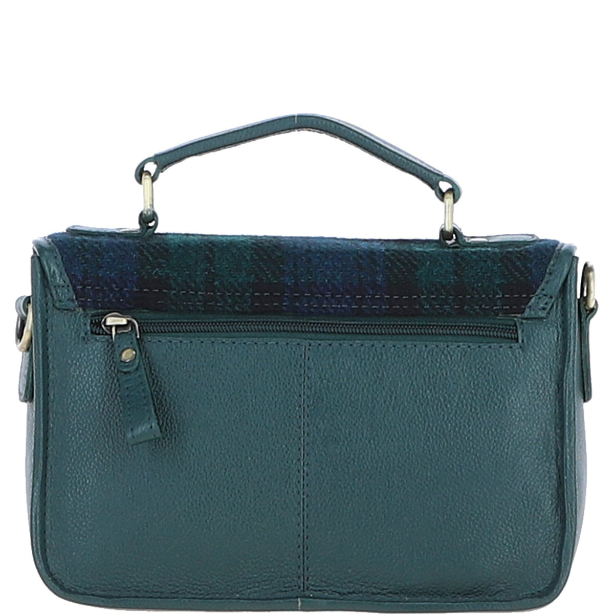 Leather & Harris Tweed Medium Magnetic Satchel – Green / Watch, view 4