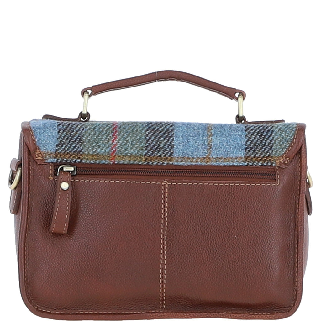 Leather & Harris Tweed Medium Magnetic Satchel – Tan / Macleod, view 3