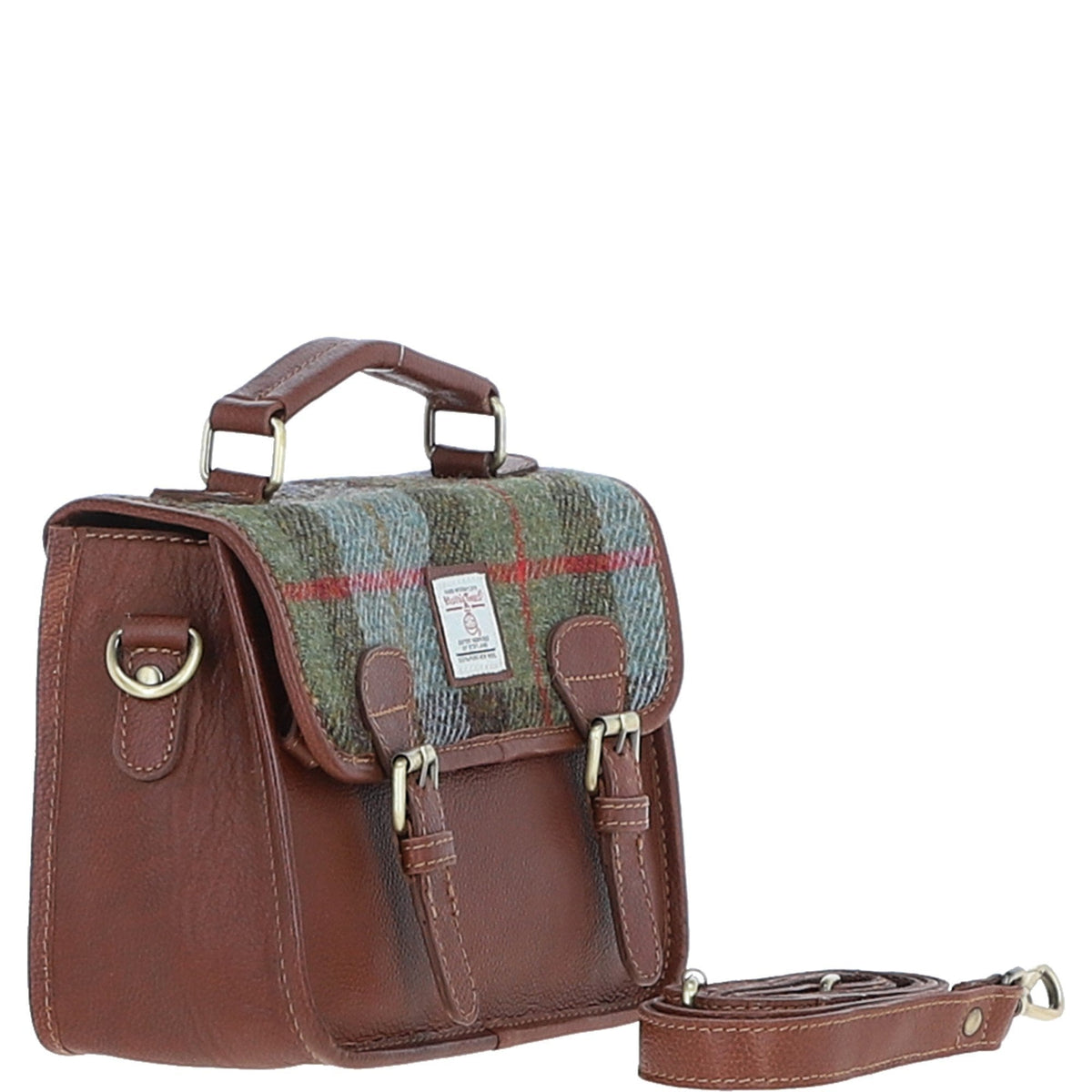 Leather & Harris Tweed Medium Magnetic Satchel – Tan / Macleod, view 4