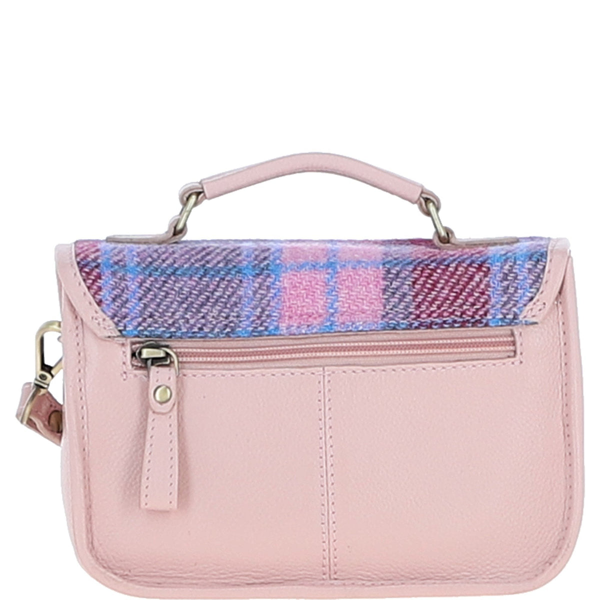 Leather & Harris Tweed Small Magnetic Satchel – Baby-Pink / Pink, view 3