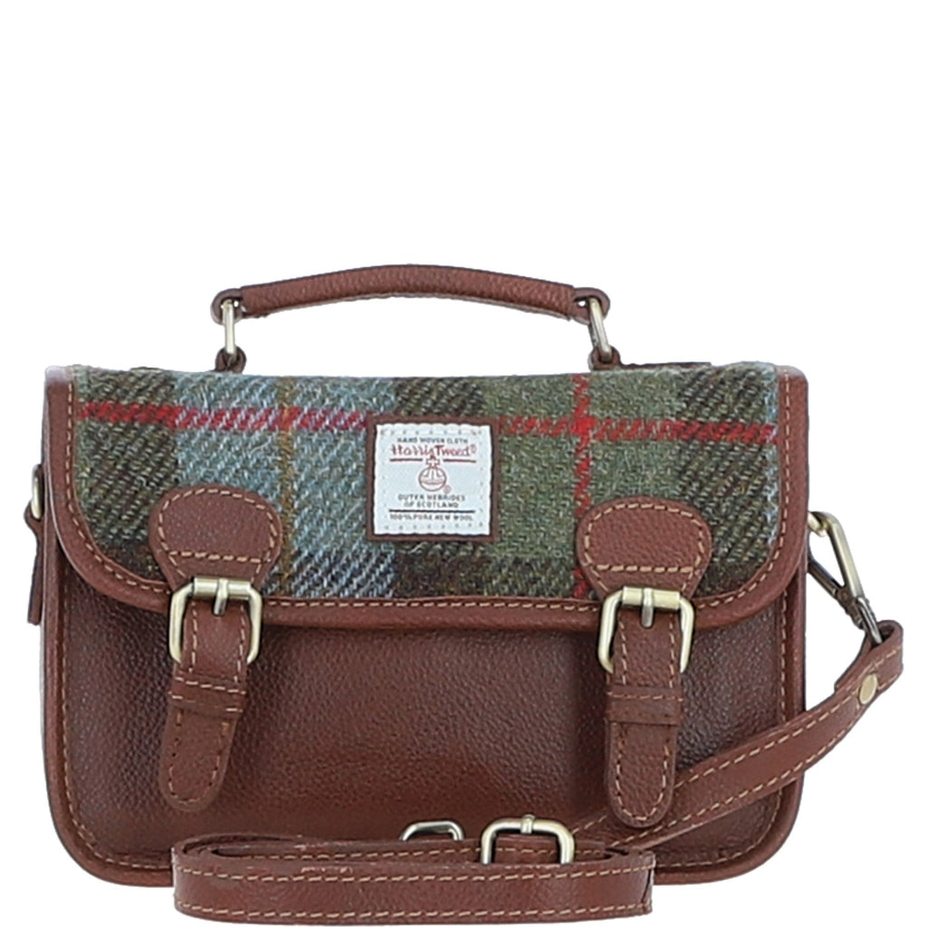 Leather & Harris Tweed Small Magnetic Satchel – Tan / Macleod, view 1