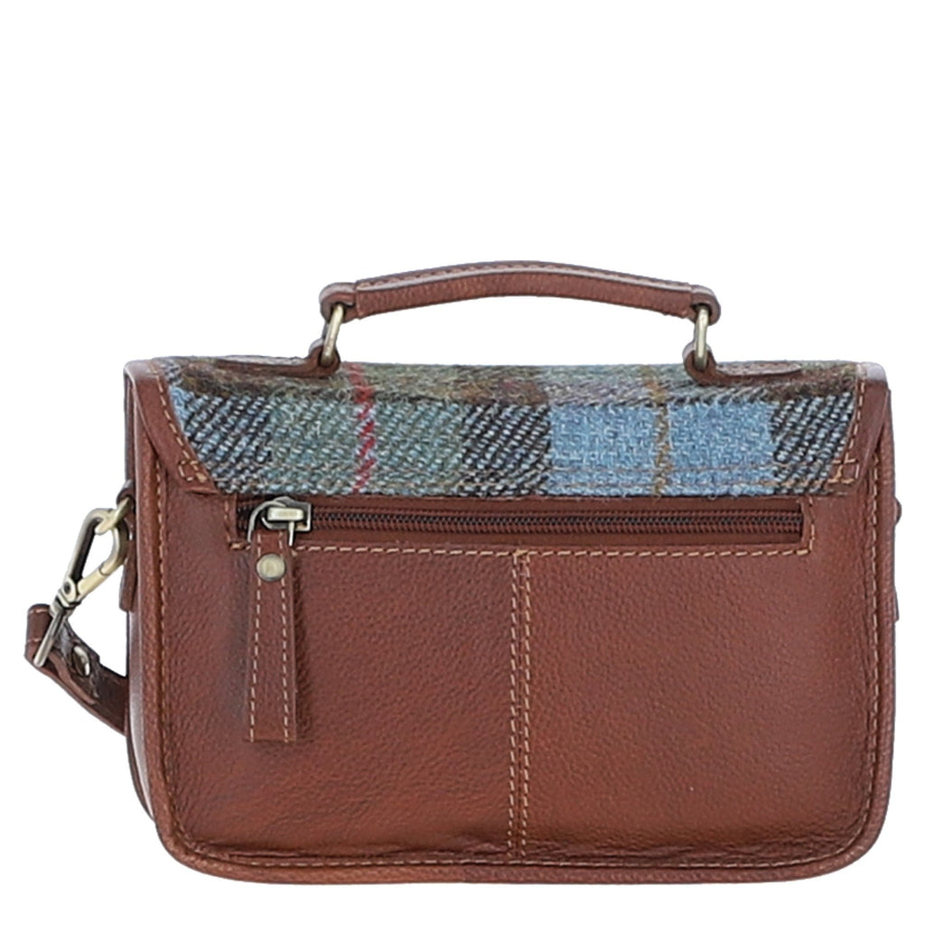 Leather & Harris Tweed Small Magnetic Satchel – Tan / Macleod, view 3