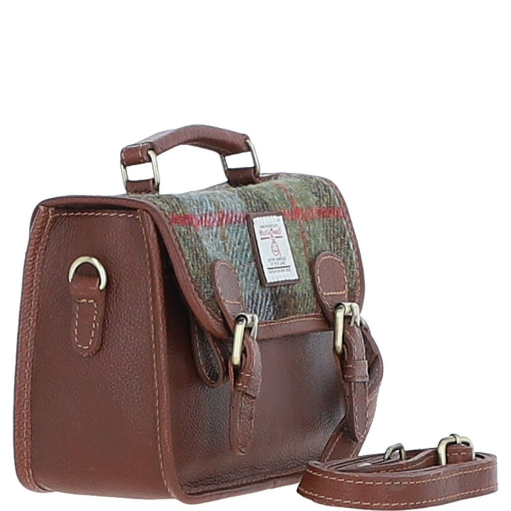 Leather & Harris Tweed Small Magnetic Satchel – Tan / Macleod, view 4