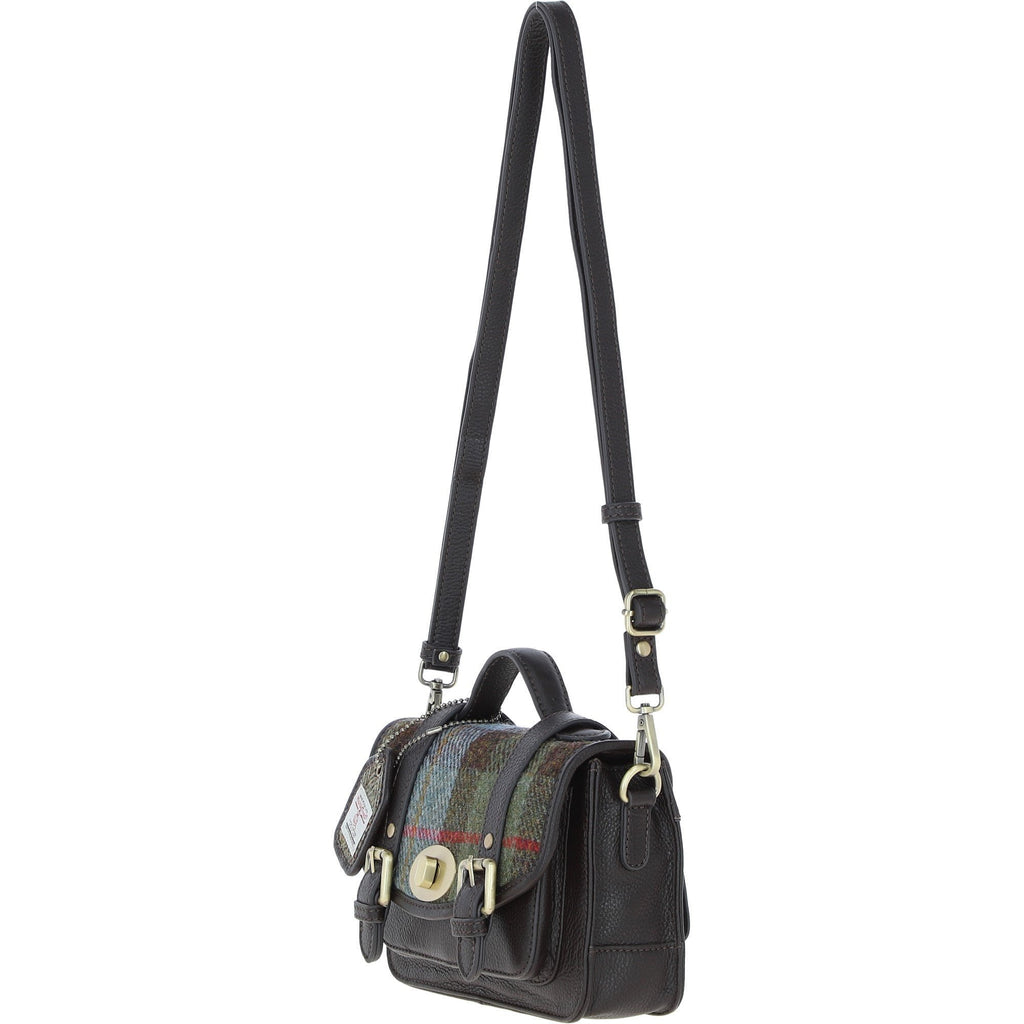 Leather & Harris Tweed Small Twist Lock Satchel – Brown / Macleod, view 2