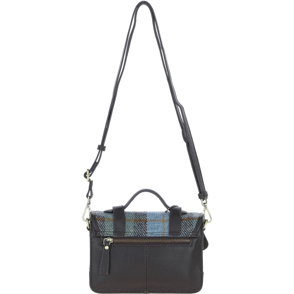 Leather & Harris Tweed Small Twist Lock Satchel – Brown / Macleod, view 3