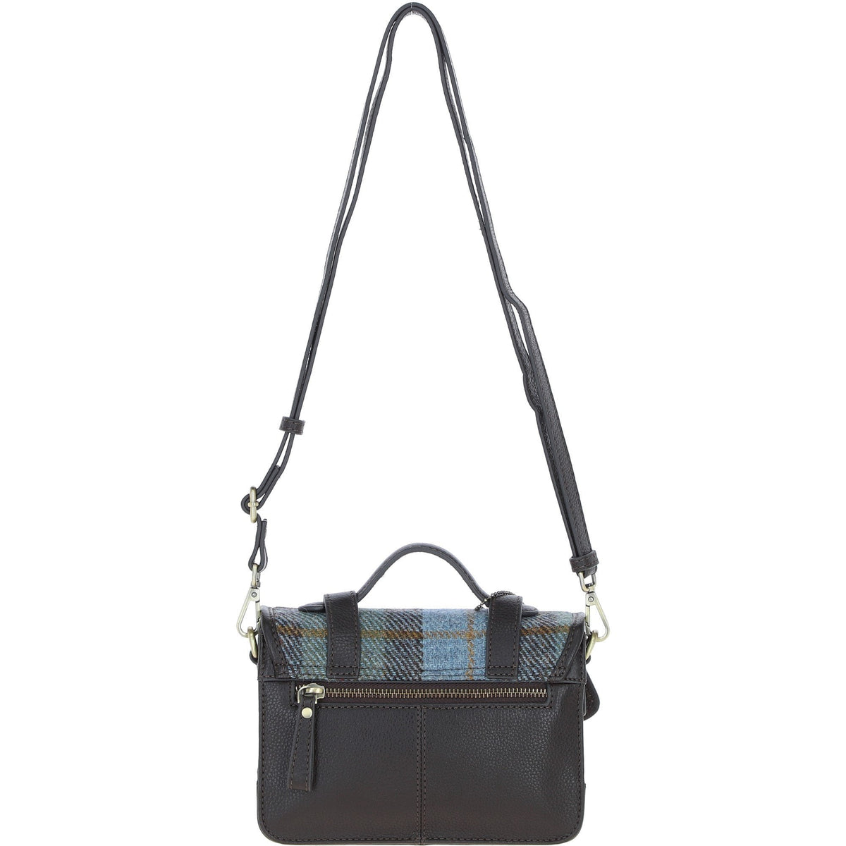 Leather & Harris Tweed Small Twist Lock Satchel – Brown / Macleod, view 3