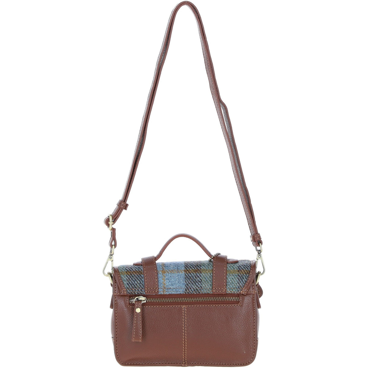 Leather & Harris Tweed Small Twist Lock Satchel – Tan / Macleod, view 3