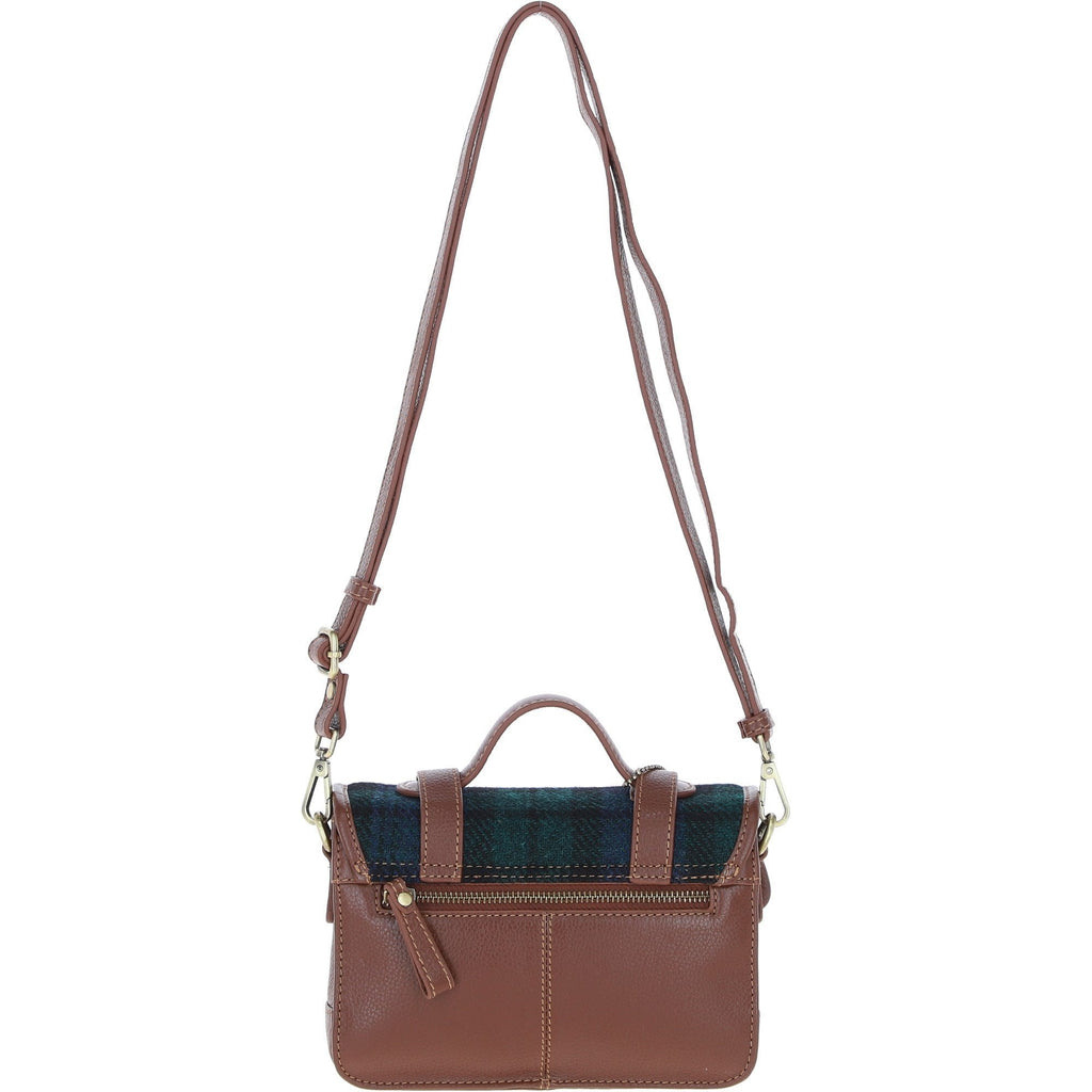 Leather & Harris Tweed Small Twist Lock Satchel – Tan / Watch, view 3