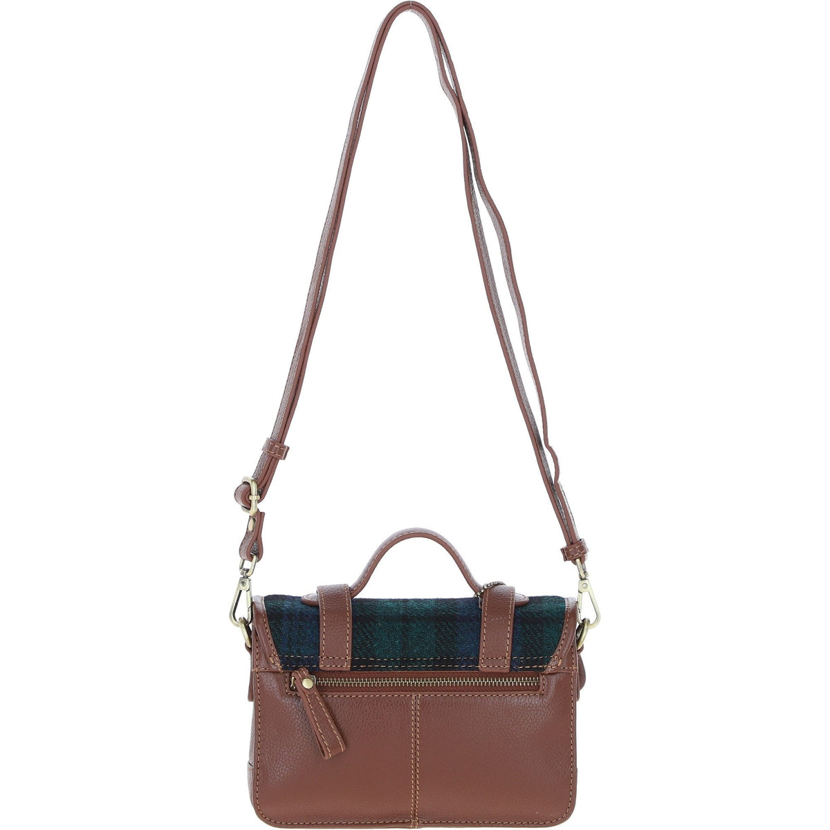 Leather & Harris Tweed Small Twist Lock Satchel – Tan / Watch, view 3