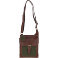 Leather & Tweed Crossbody Bag – Tan / Green Check, view 1