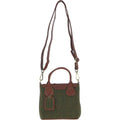 Leather & Tweed Small Grab Bag – Tan / Green Check, view 1