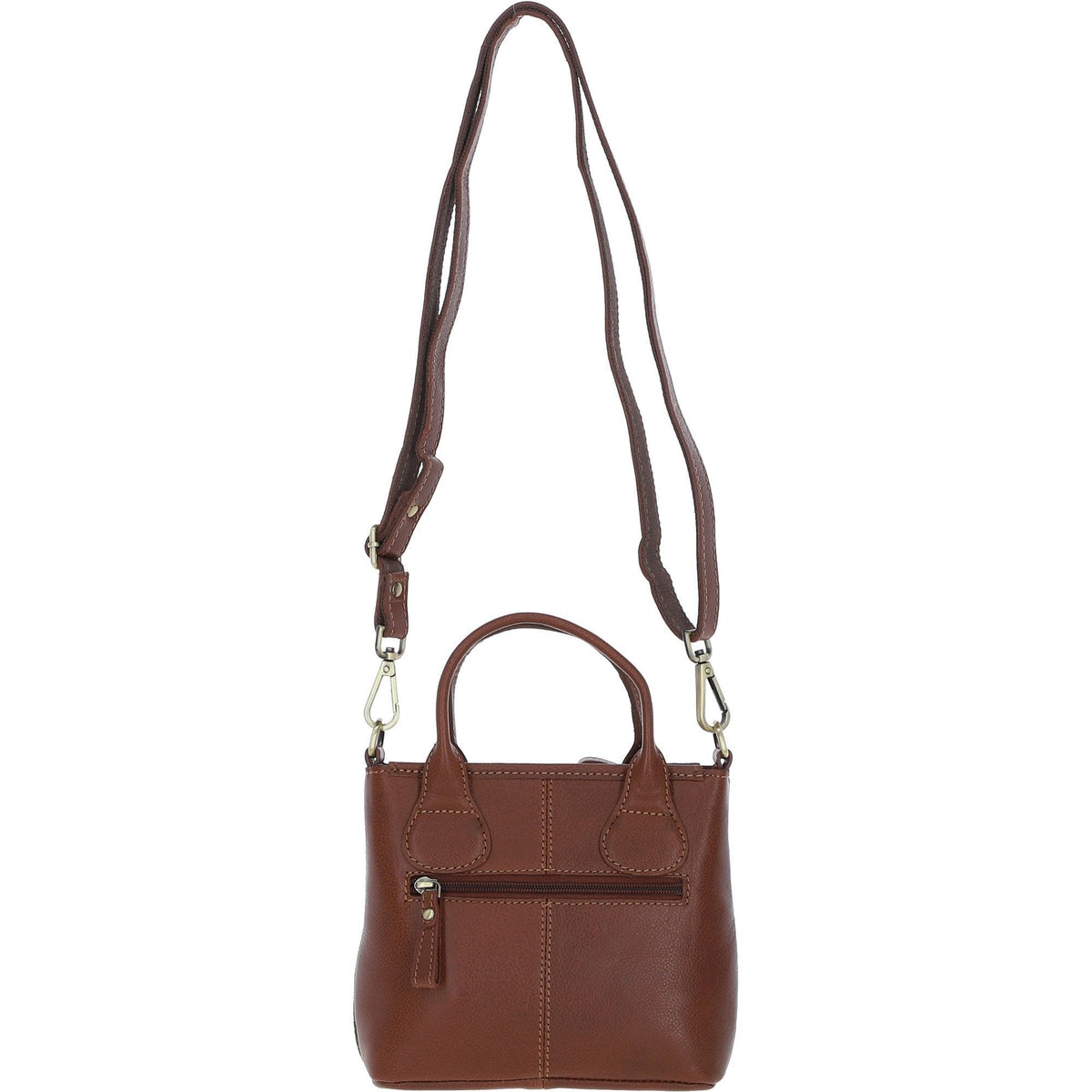 Leather & Tweed Small Grab Bag – Tan / Green Check, view 3