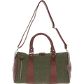 Leather & Tweed Small Holdall – Tan / Green Check, view 1
