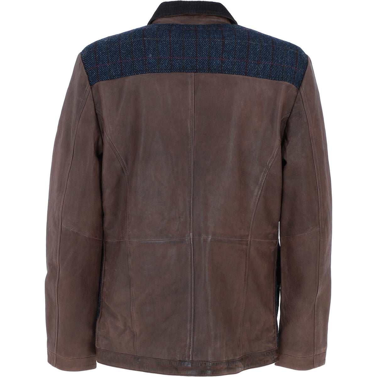 Men's Leather & Harris Tweed Jacket – Brown / Navy, view 4