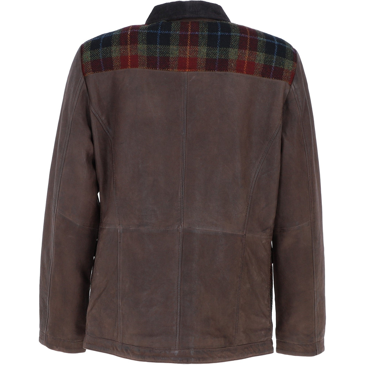 Men's Leather & Harris Tweed Jacket – Brown / Red / Green, view 3