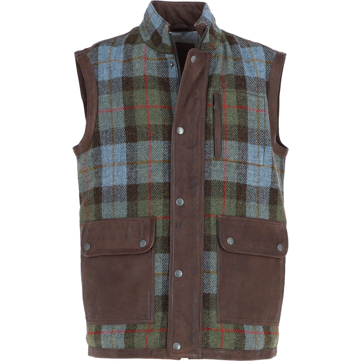 Men's Quilted Leather & Harris Tweed Gilet – Brown / Macleod, view 1