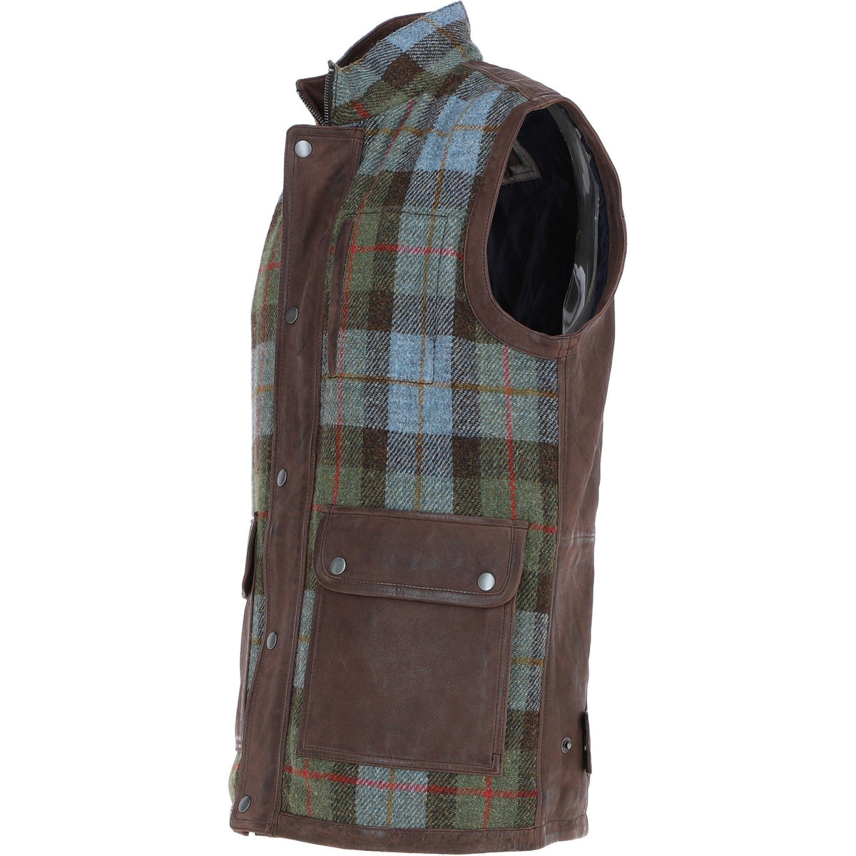 Men's Quilted Leather & Harris Tweed Gilet – Brown / Macleod, view 2