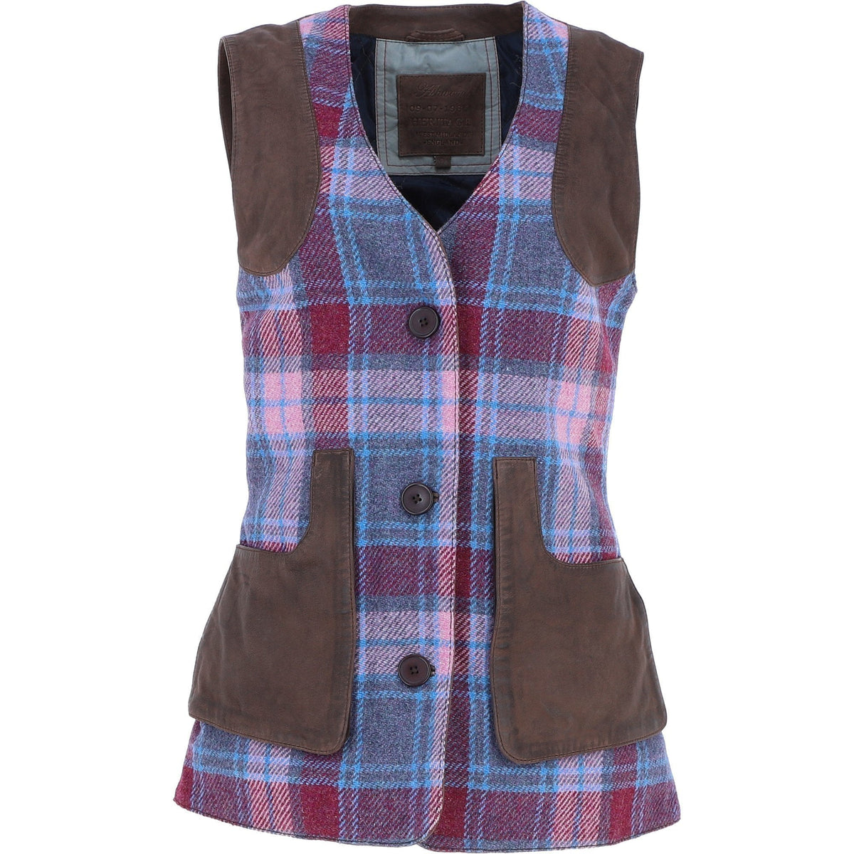 Women's Country Tweed Buttoned Gilet – Brown / Pink, view 1