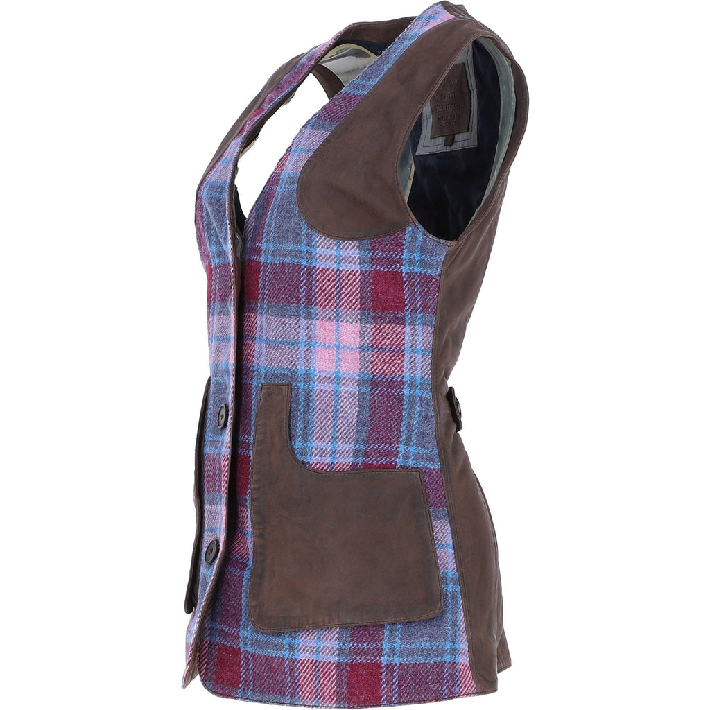 Women's Country Tweed Buttoned Gilet – Brown / Pink, view 2