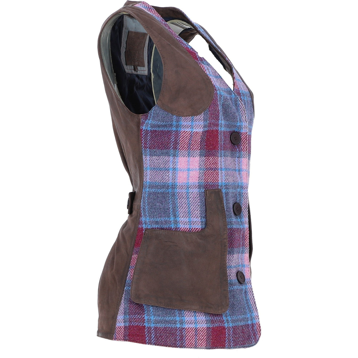 Women's Country Tweed Buttoned Gilet – Brown / Pink, view 4