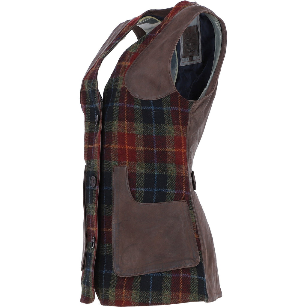Women's Country Tweed Buttoned Gilet – Brown / Red / Green, view 2