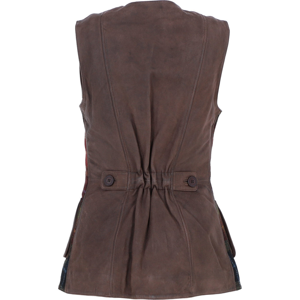 Women's Country Tweed Buttoned Gilet – Brown / Red / Green, view 3