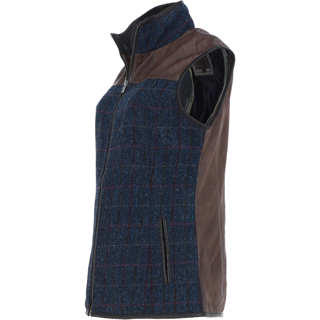Women's Country Tweed Zip Gilet – Brown / Navy, view 2