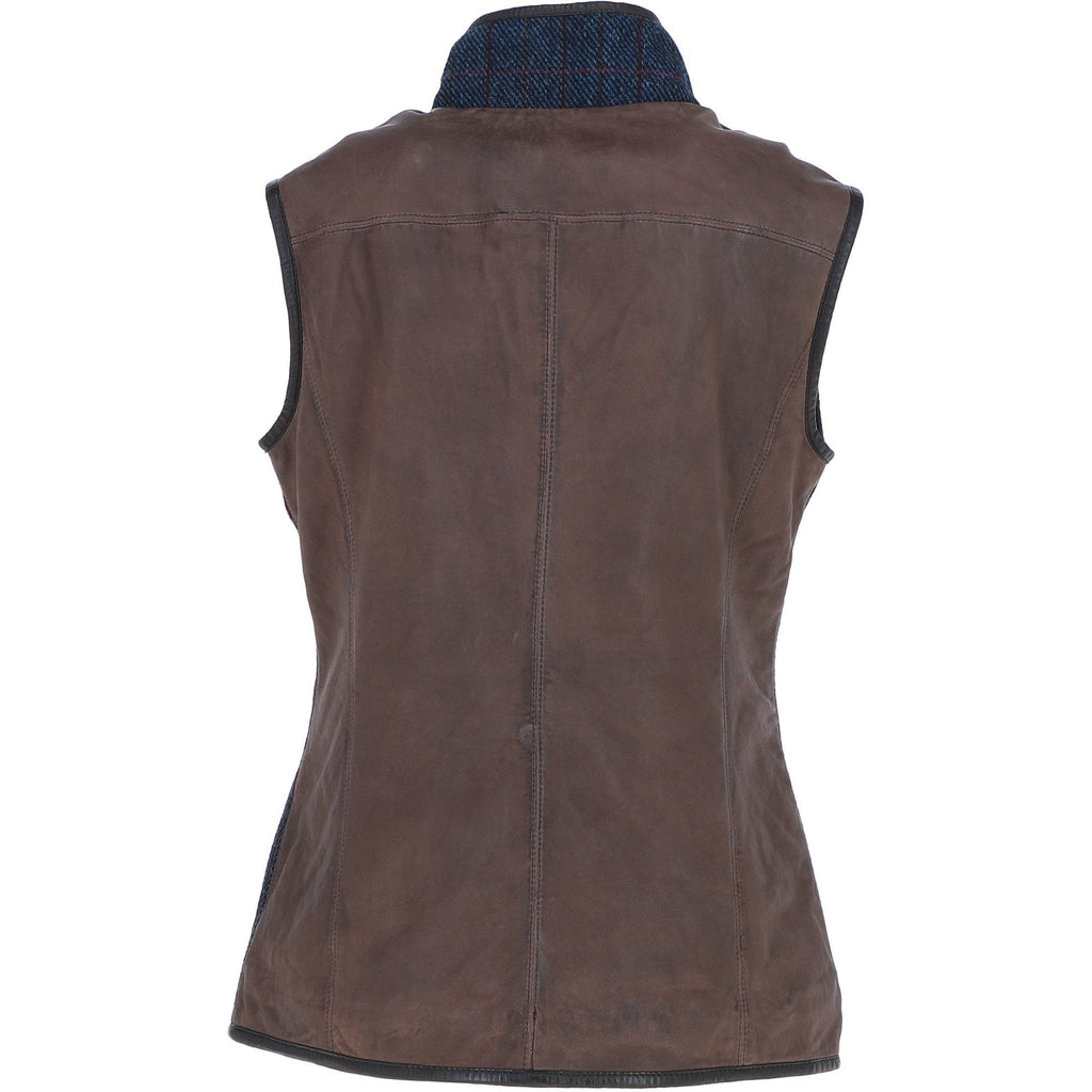 Women's Country Tweed Zip Gilet – Brown / Navy, view 3