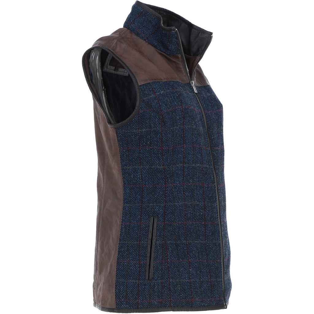 Women's Country Tweed Zip Gilet – Brown / Navy, view 4