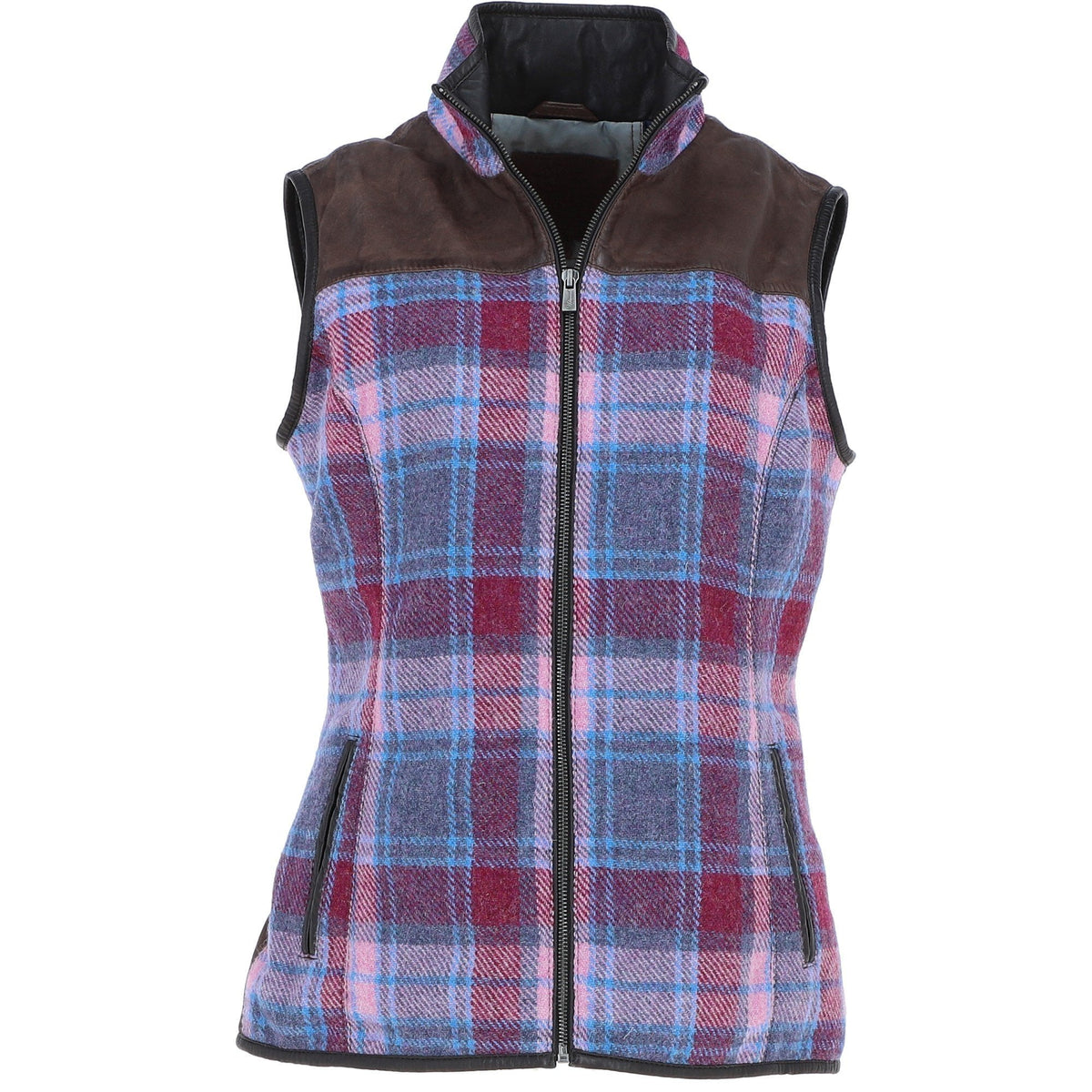 Women's Country Tweed Zip Gilet – Brown / Pink, view 1