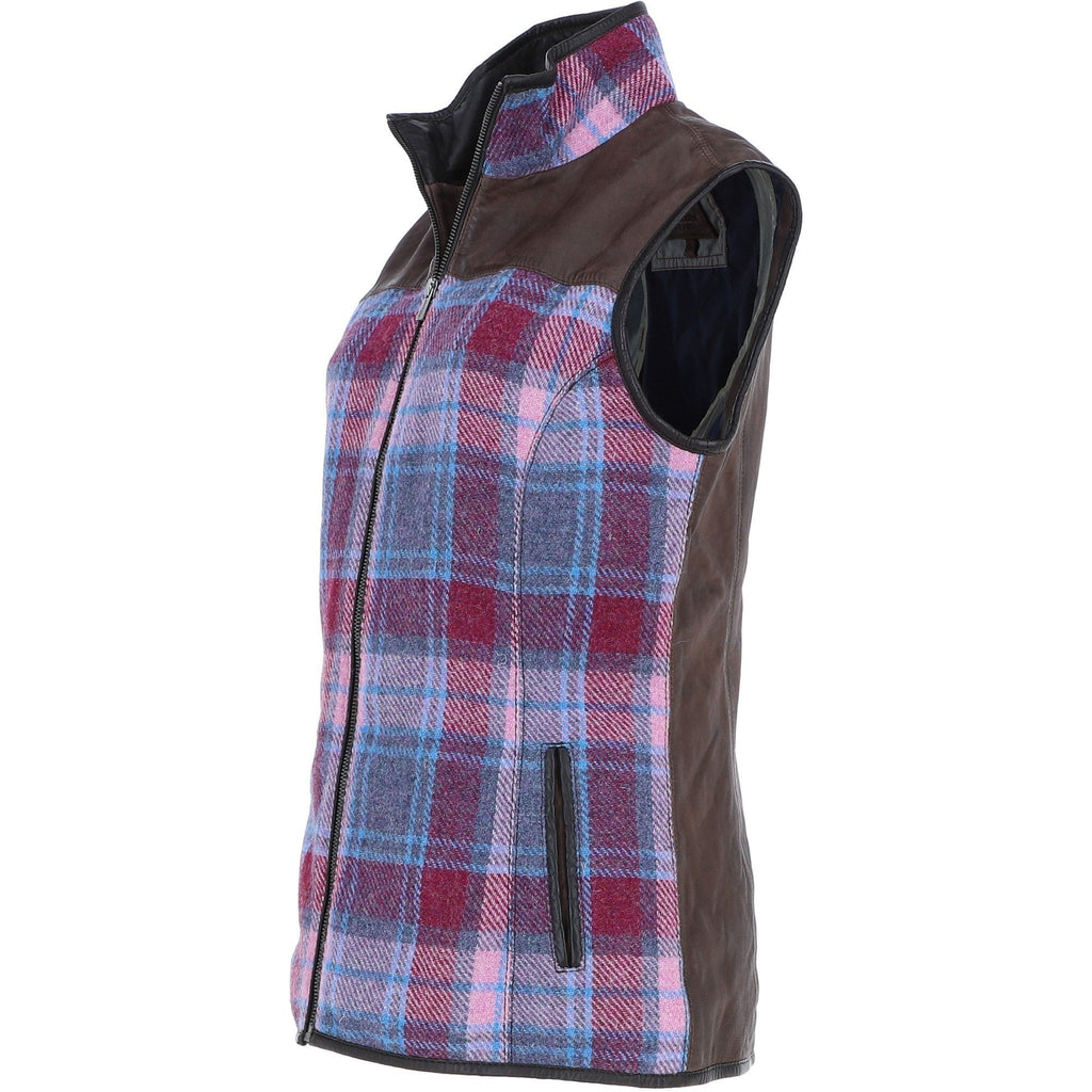 Women's Country Tweed Zip Gilet – Brown / Pink, view 2