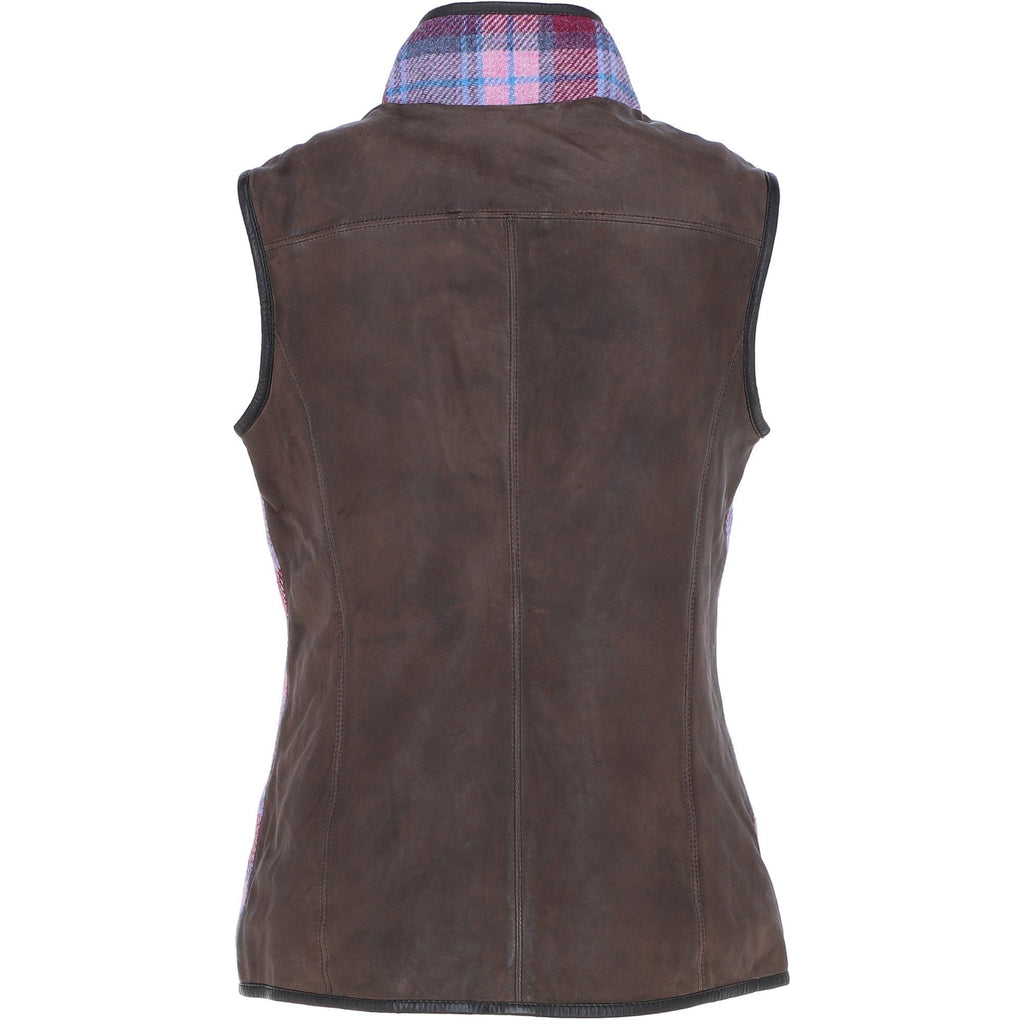 Women's Country Tweed Zip Gilet – Brown / Pink, view 3