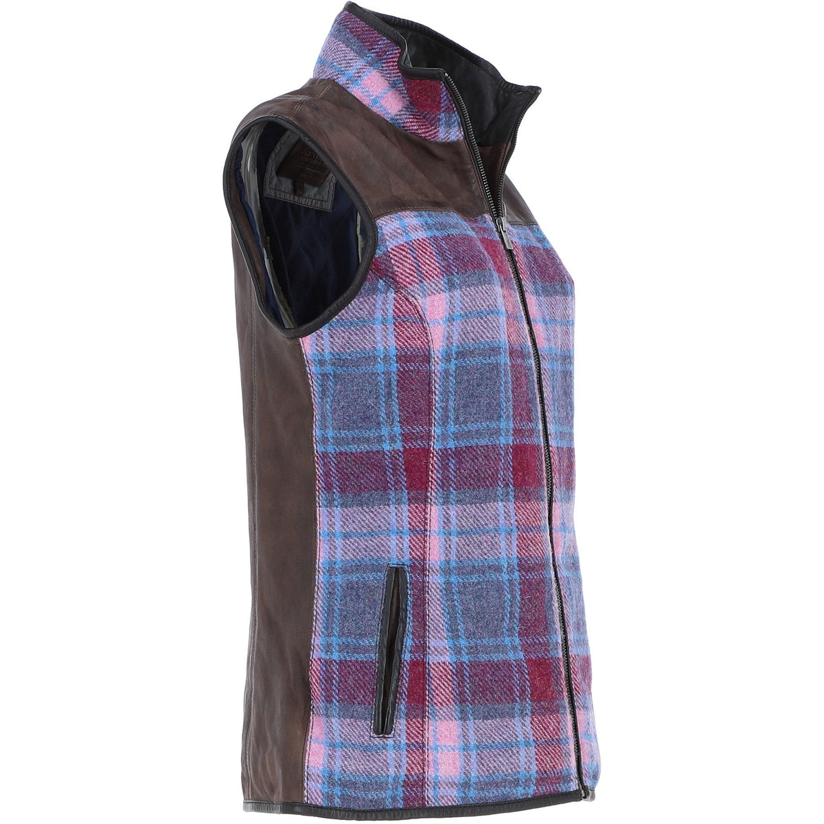 Women's Country Tweed Zip Gilet – Brown / Pink, view 4
