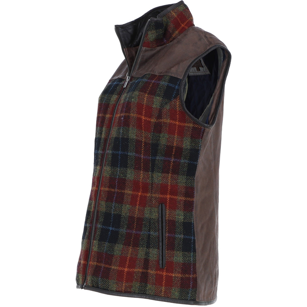Women's Country Tweed Zip Gilet – Brown / Red / Green, view 2