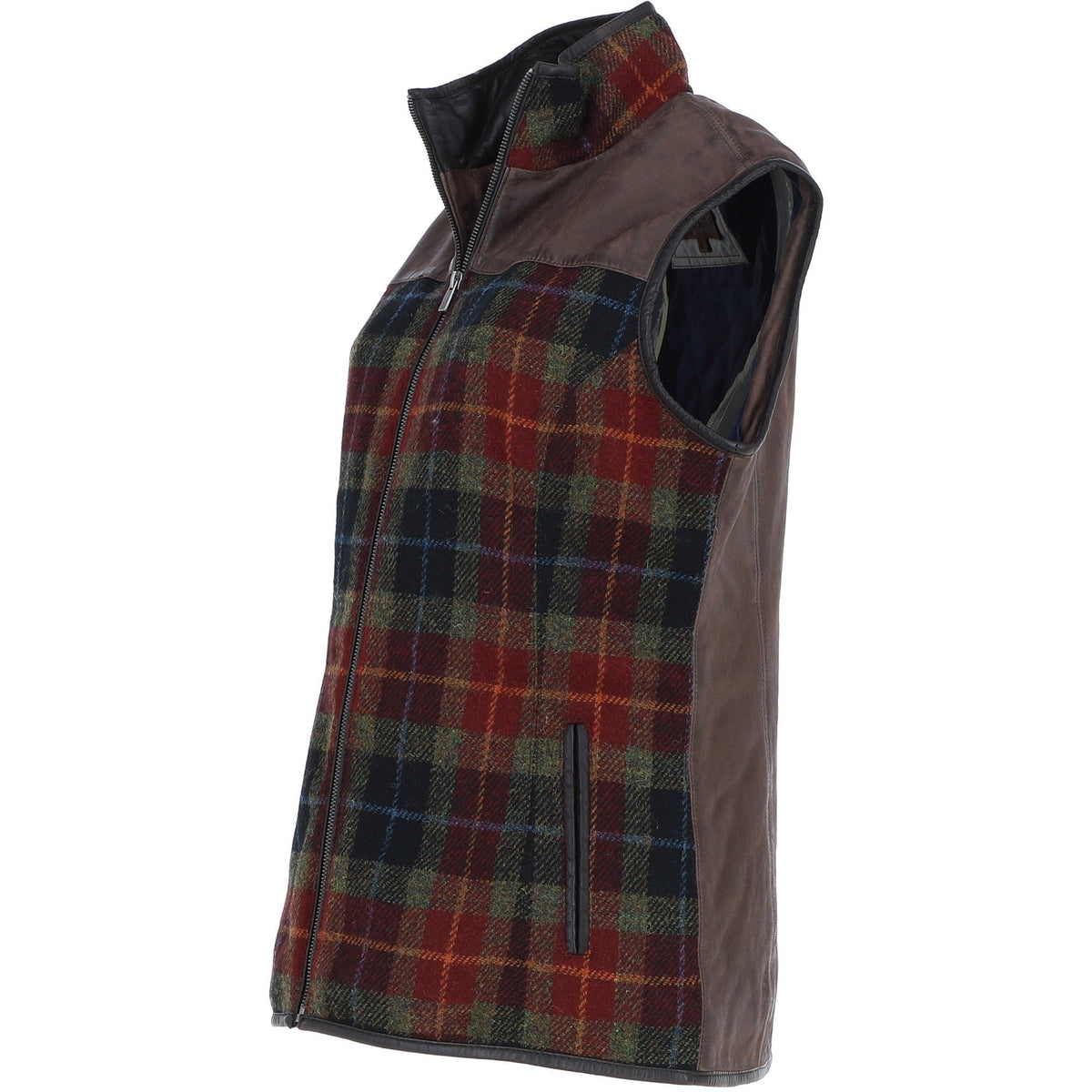 Women's Country Tweed Zip Gilet – Brown / Red / Green, view 2