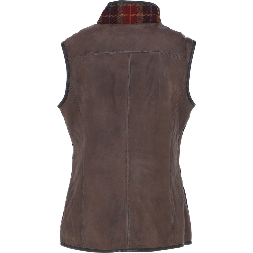 Women's Country Tweed Zip Gilet – Brown / Red / Green, view 3