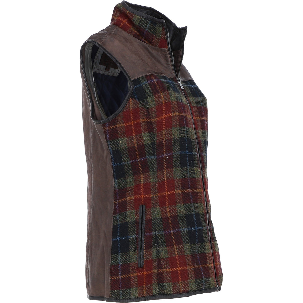 Women's Country Tweed Zip Gilet – Brown / Red / Green, view 4