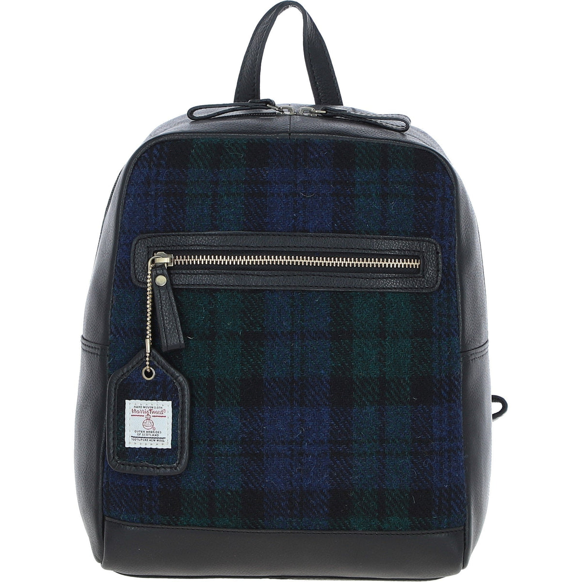 Leather & Harris Tweed Classic Backpack – Black / Watch, view 1