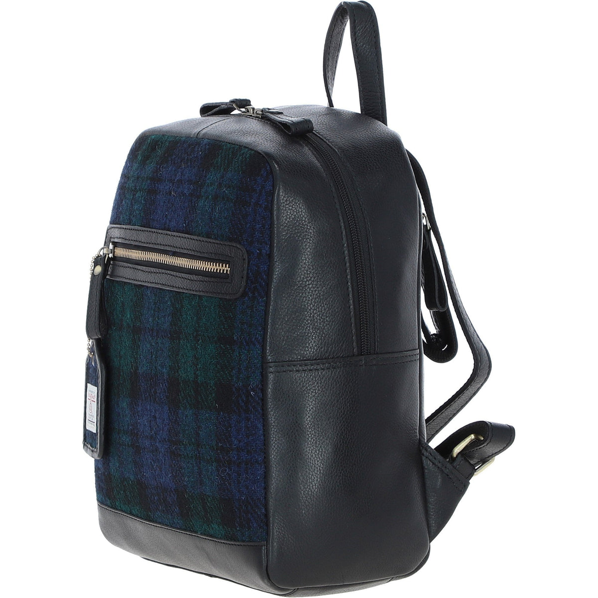 Leather & Harris Tweed Classic Backpack – Black / Watch, view 2