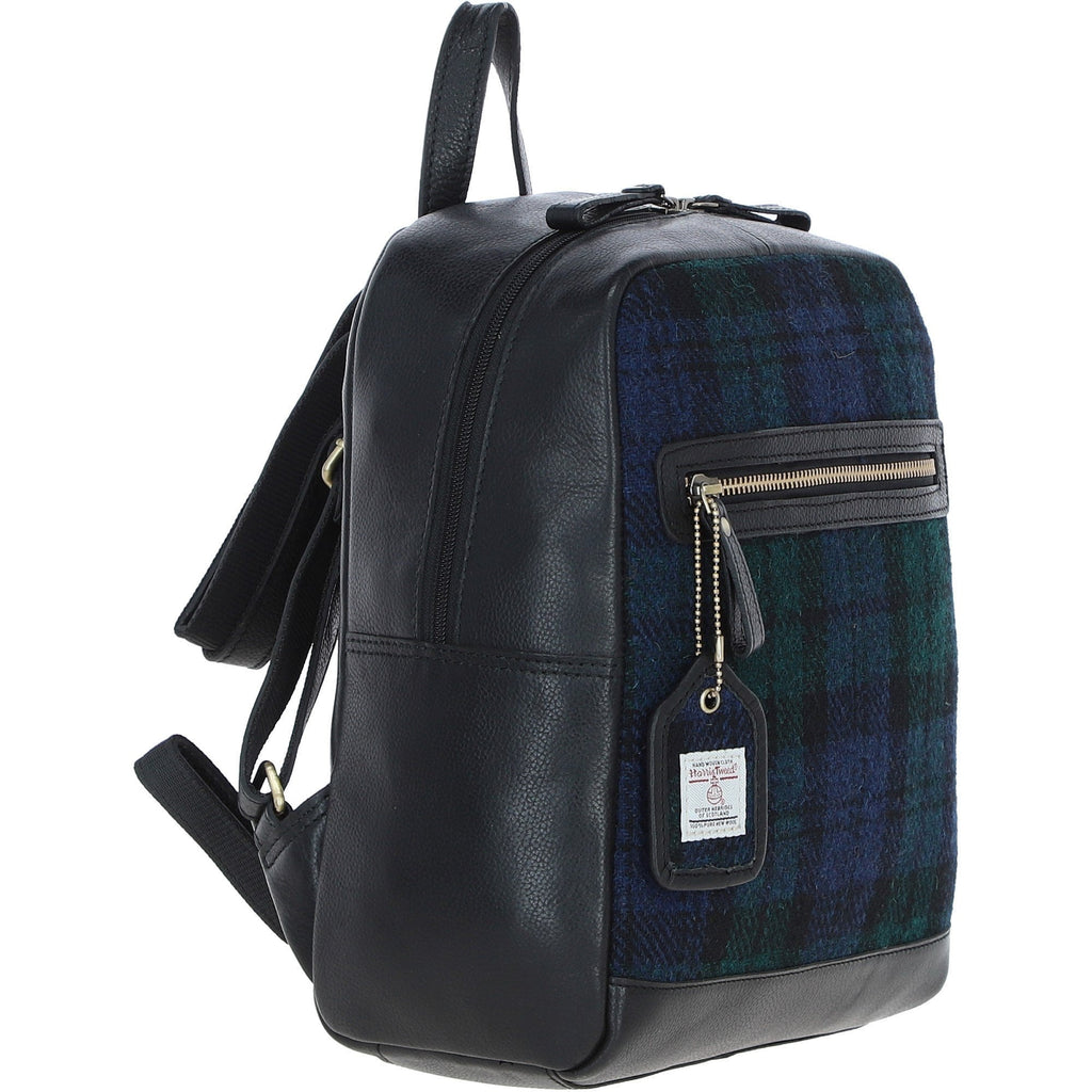 Leather & Harris Tweed Classic Backpack – Black / Watch, view 4