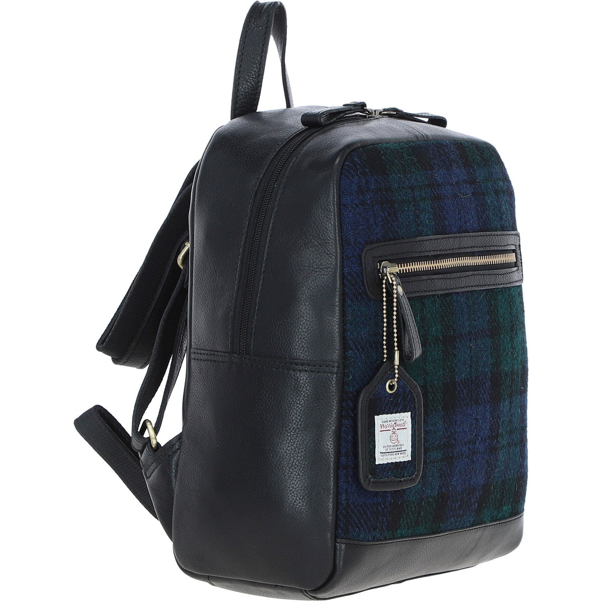 Leather & Harris Tweed Classic Backpack – Black / Watch, view 4