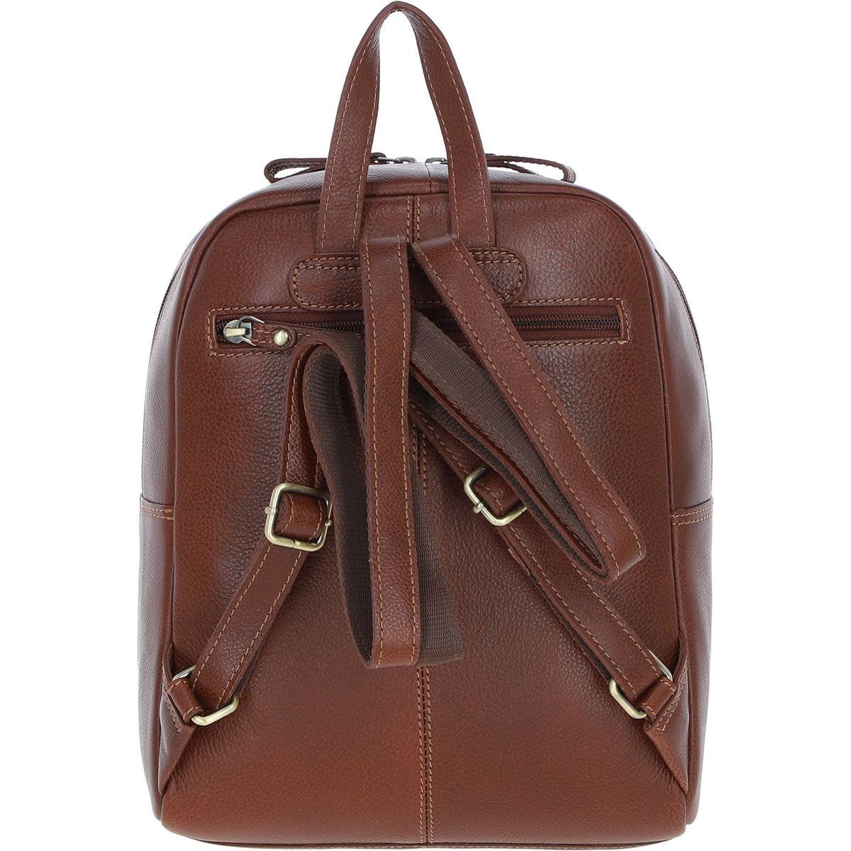 Leather & Harris Tweed Classic Backpack – Tan / Green / Red, view 3