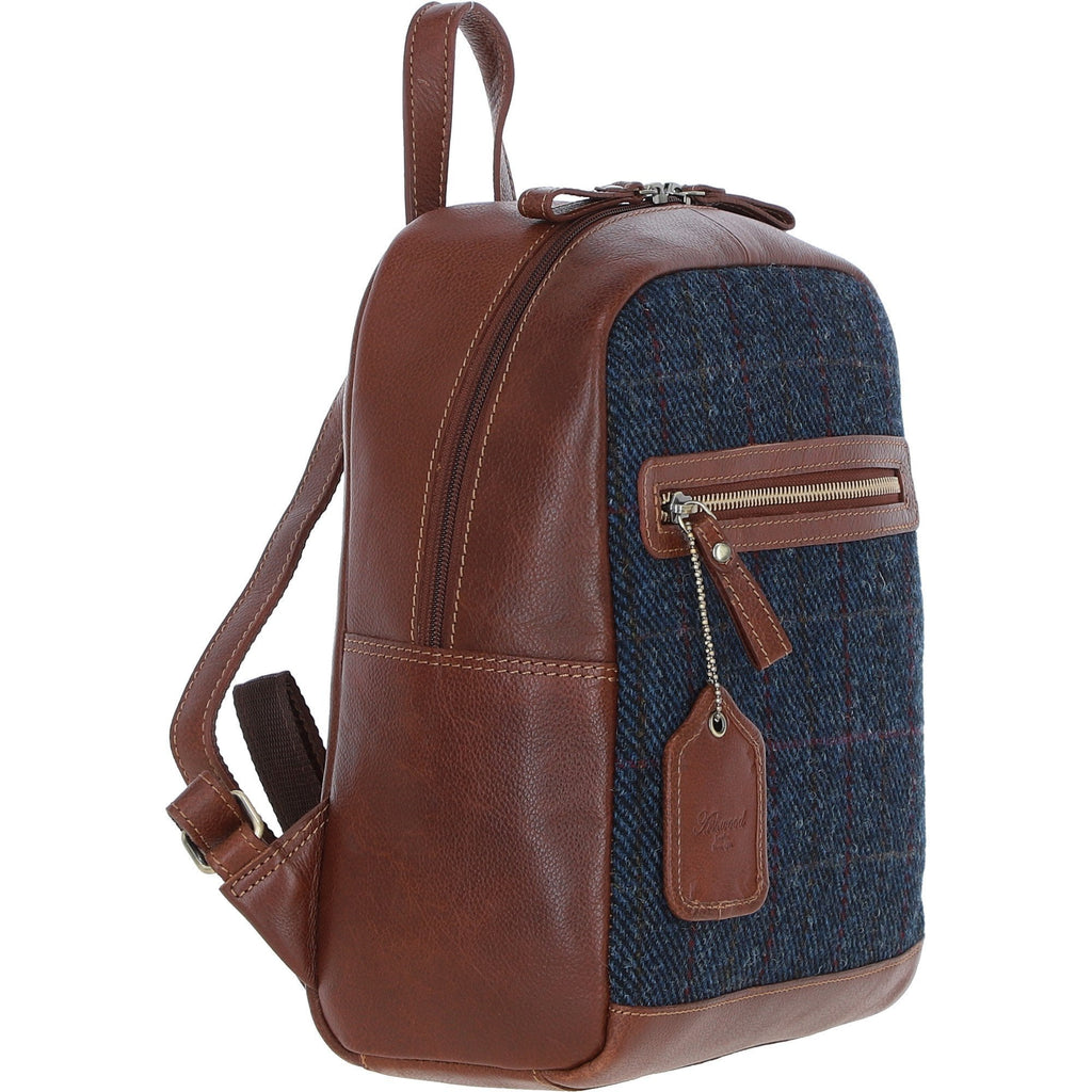 Leather & Harris Tweed Classic Backpack – Tan / Navy, view 4